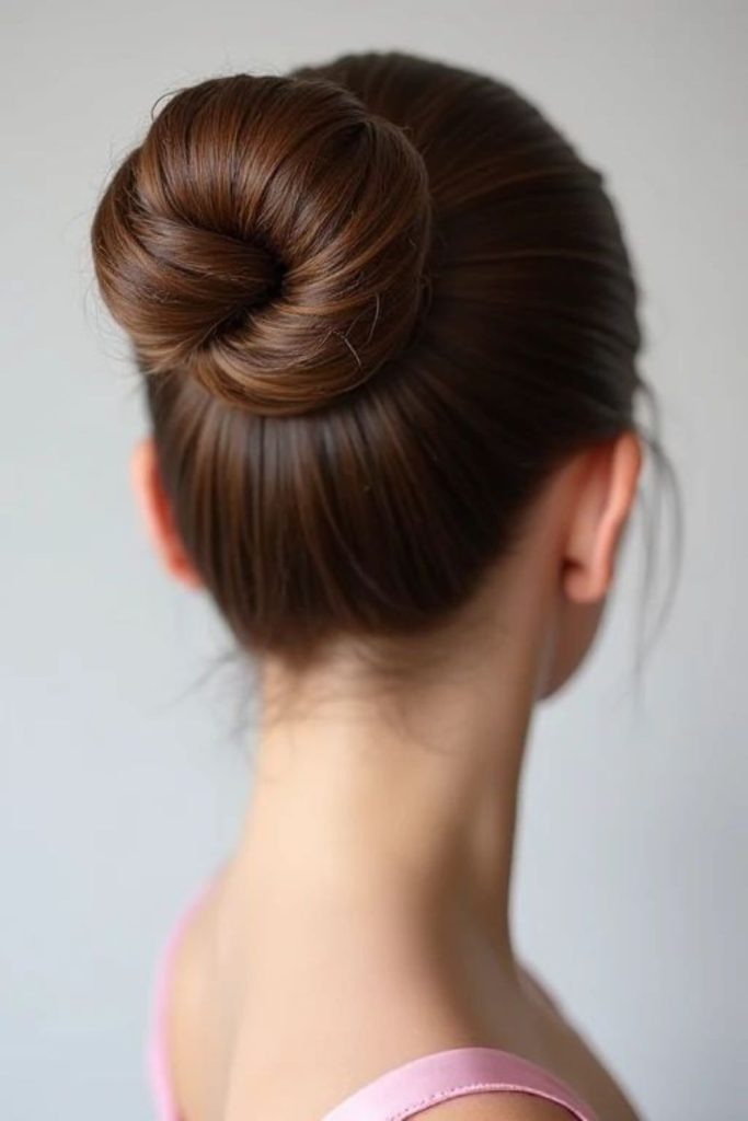 Tight ballet bun smooth hairstyle
