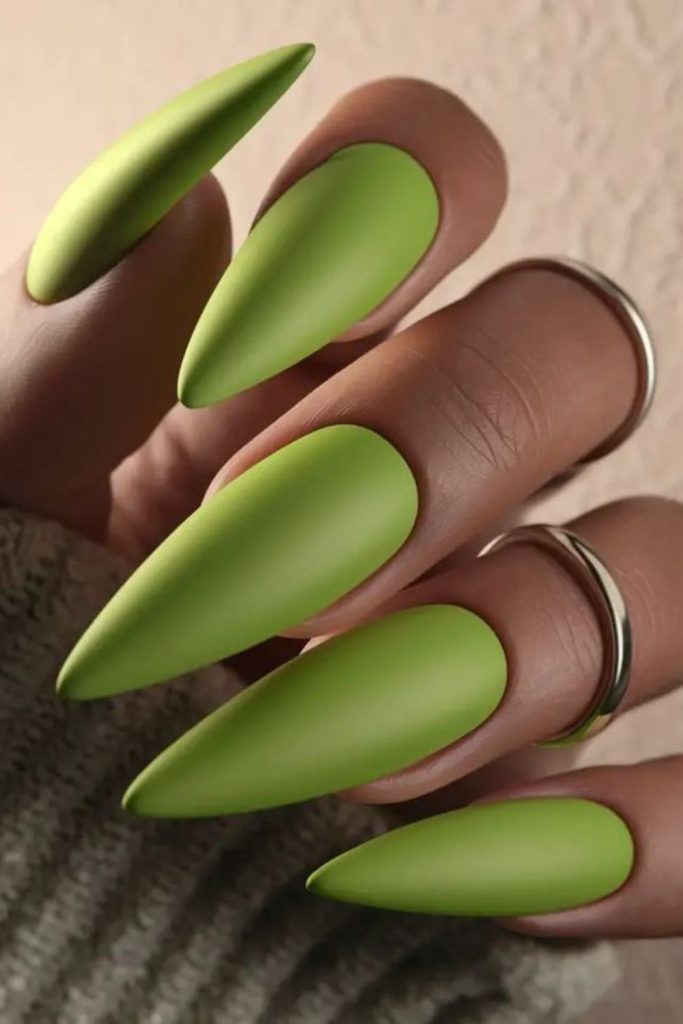 Matte lime jungle edgy nail style