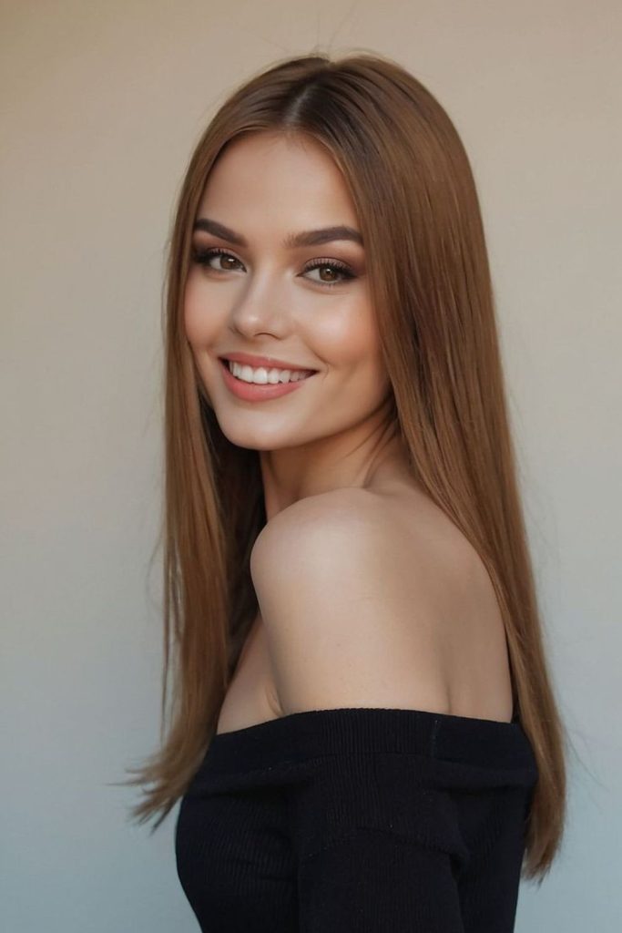 Soft brown hair with smooth shine