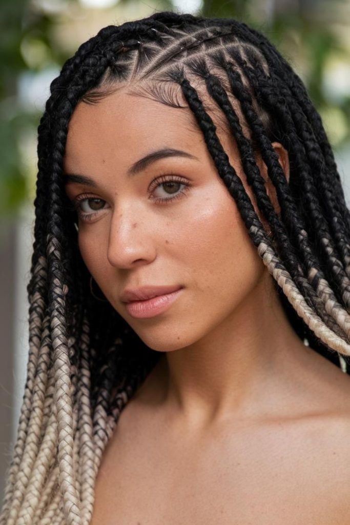 Jagged sharp braids with electric streaks