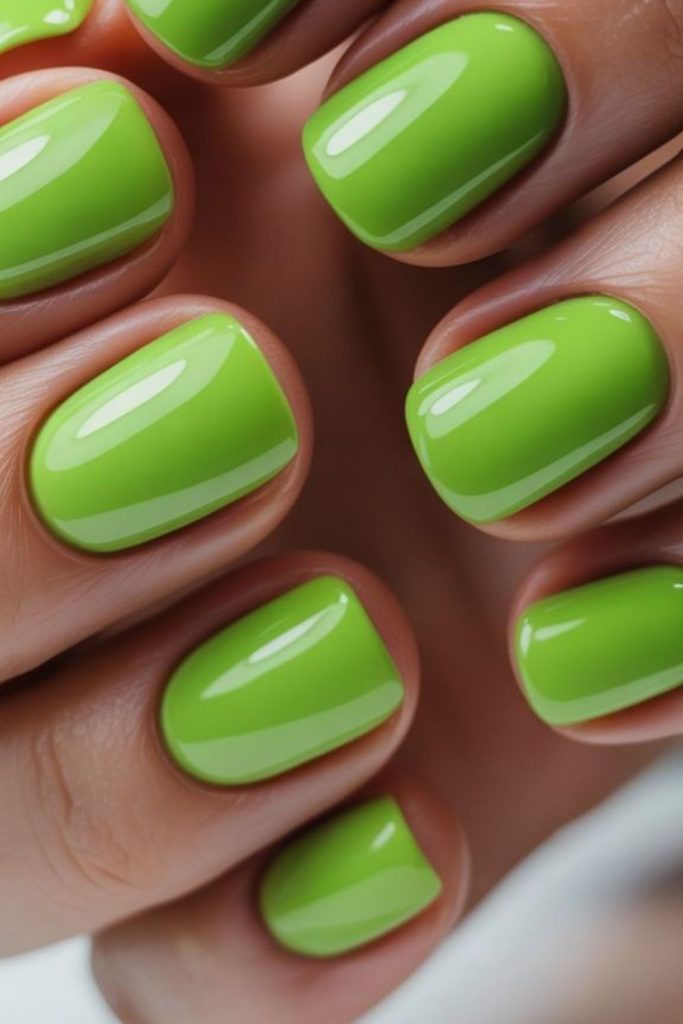 Lime velvet matte soft texture nails