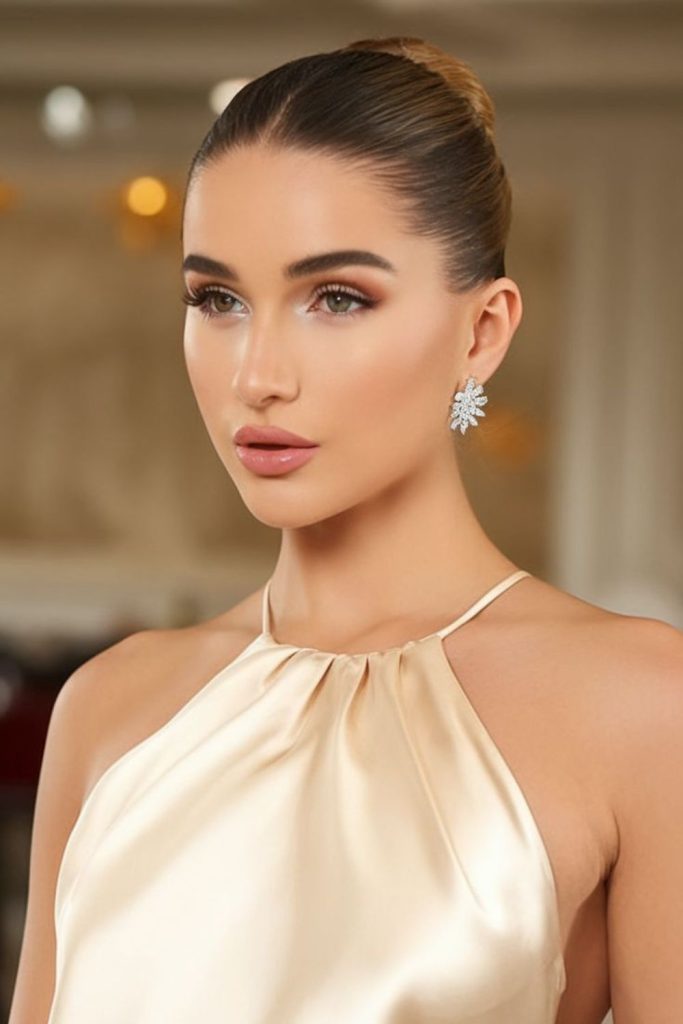 Glossy sleek knot bold modern hairstyle