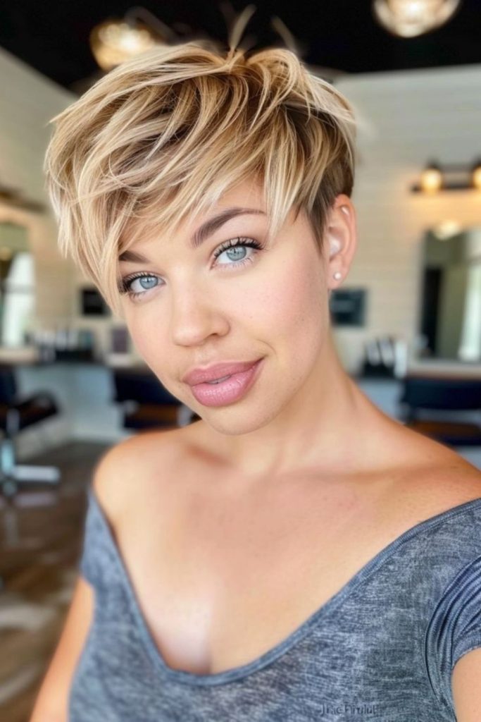 Jagged pixie with luminous glowing tips