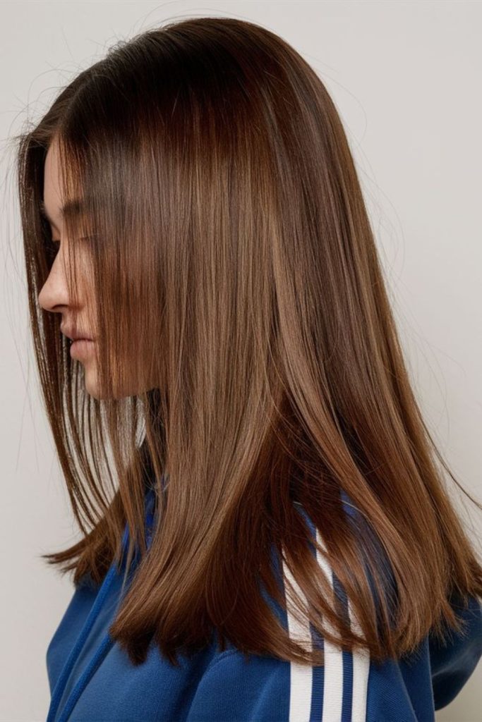 Chestnut smooth hair with soft sway