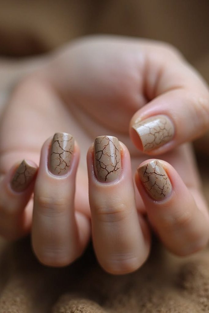 Earth-toned nails with subtle veining
