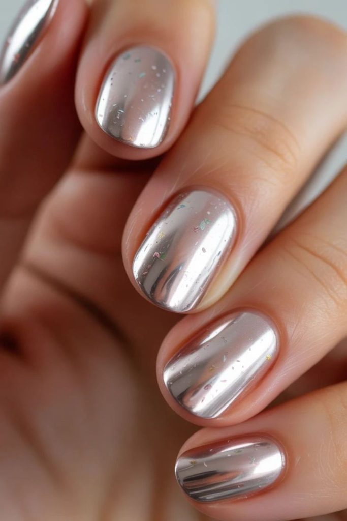 Clear nails with crystal streaks