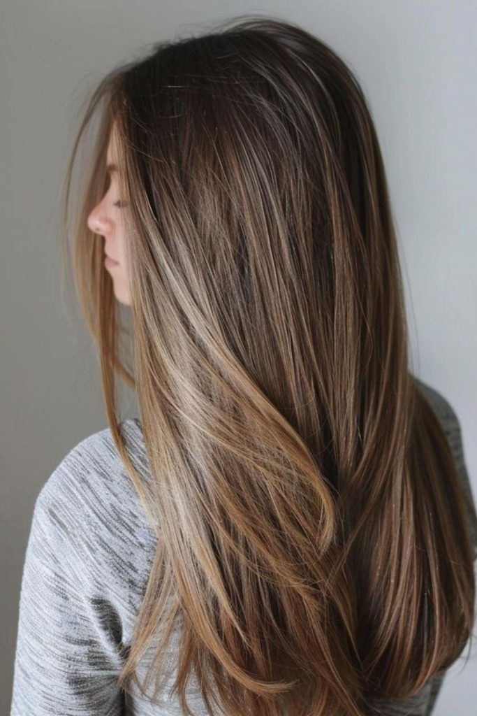 Sandy straight hair with floating layers