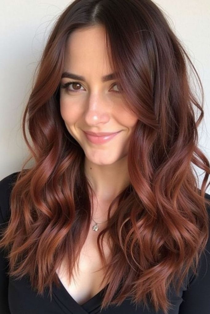 Molten copper melt brown hairstyle shine.