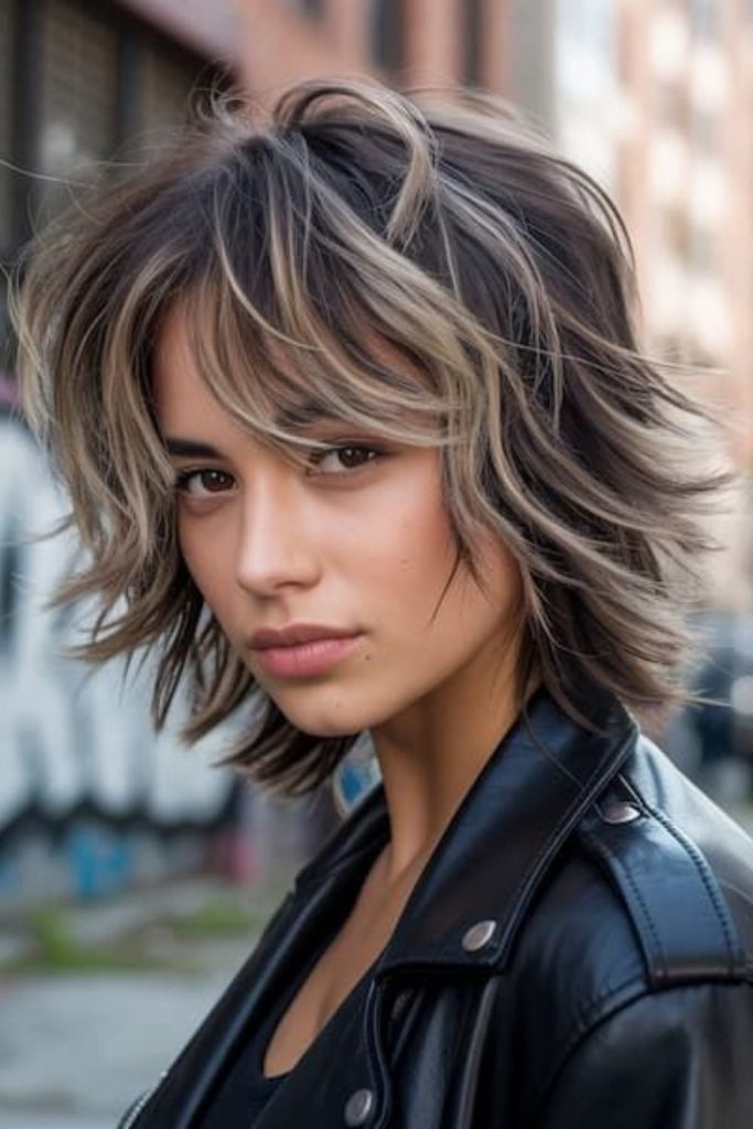 Shagged hair with moonlit flickering strands