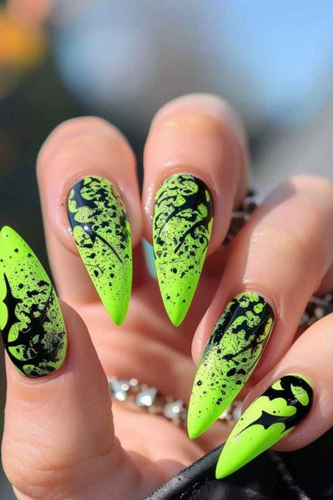 Neon graffiti street style nails
