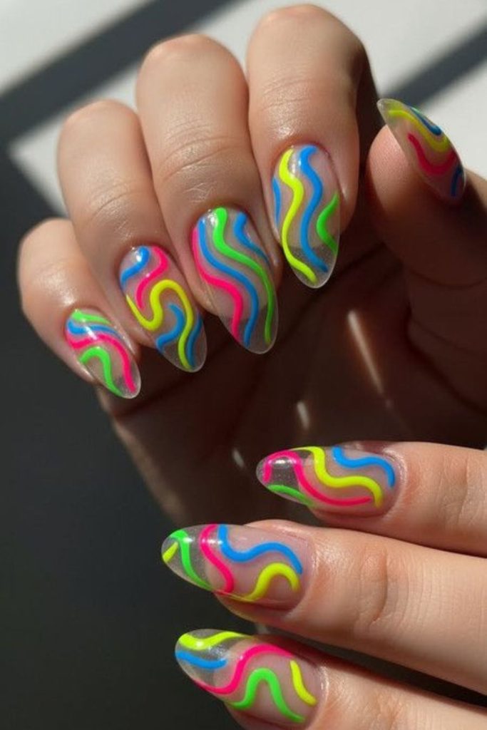Twisted neon lines with vibrant energy