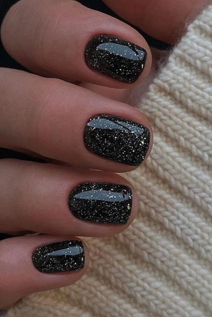 Black nails with metallic spark