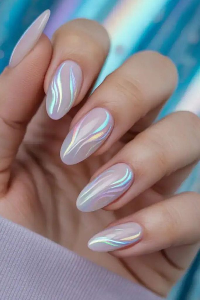 Opalescent nails shifting rainbow subtlety