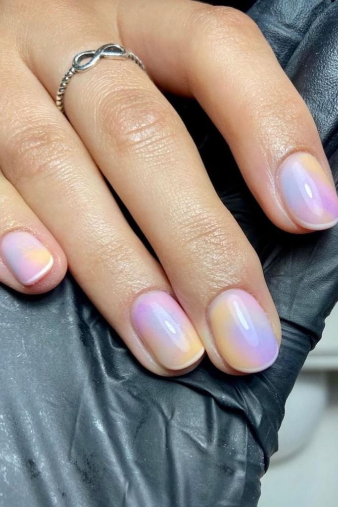 Soft pastel smoky gradient nails