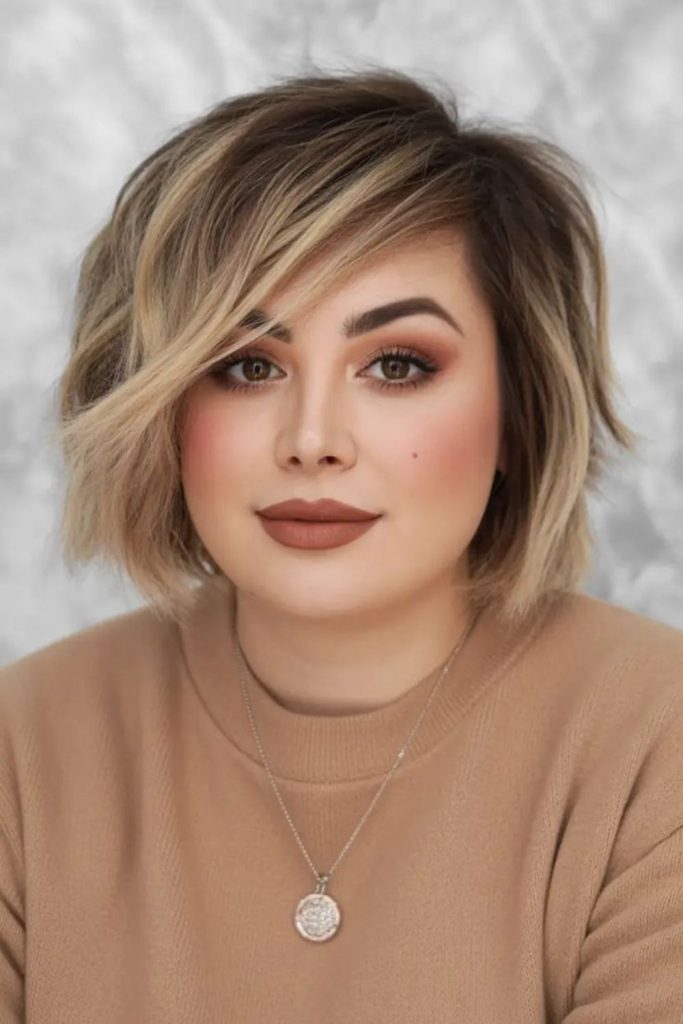 Side bangs hiding one eye subtly