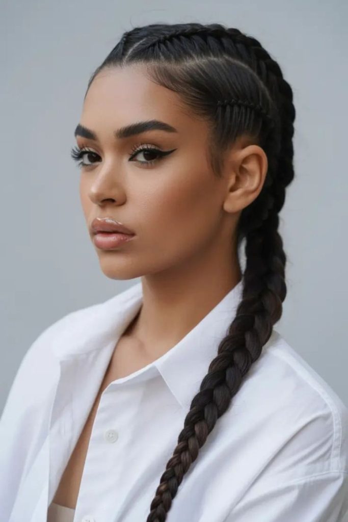 Petite classic thin straight back braids.