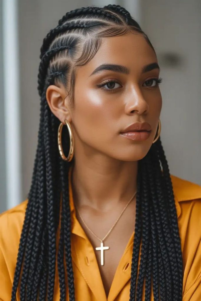 Micro thin straight back braids.