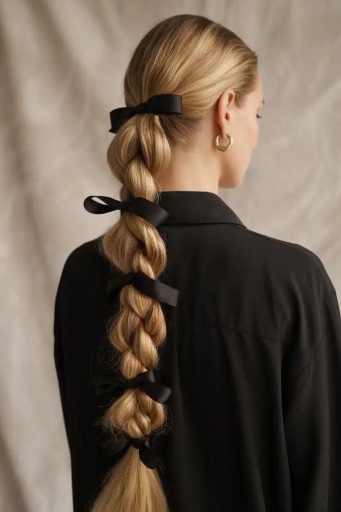 Hovering ribbons caught in breeze