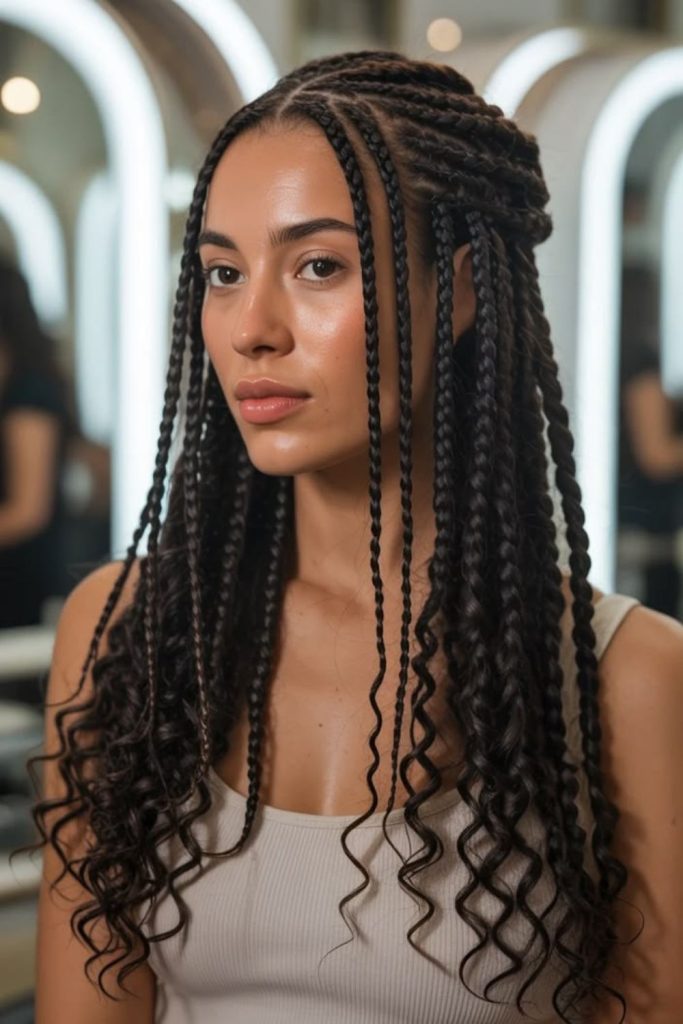 Braids reflecting rainbow light with motion