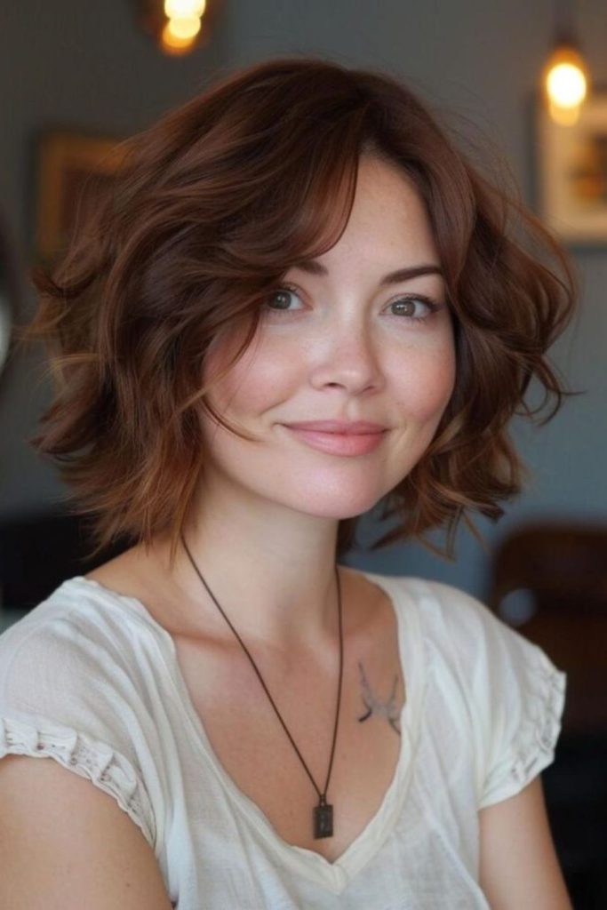 Retro flicked bob shoulder-length style