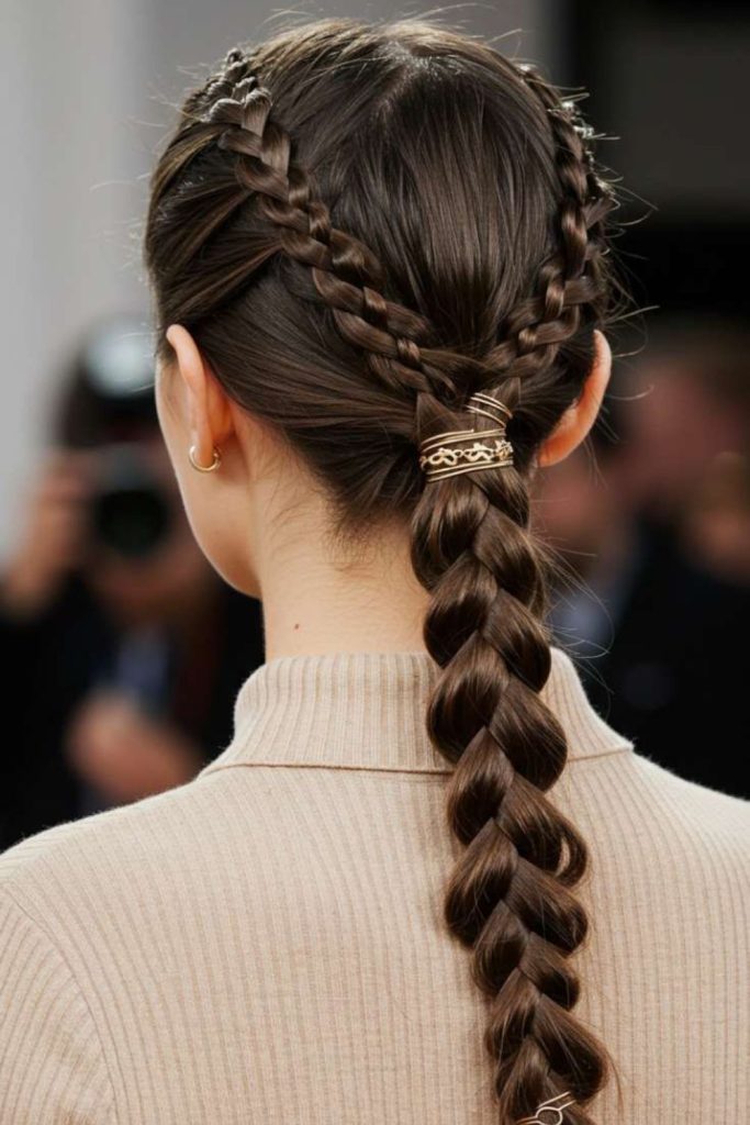 Rebellious ribbon-like braids flowing