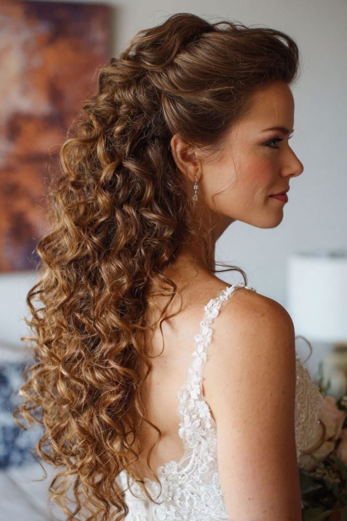 Half-up curls with subtle romantic flair