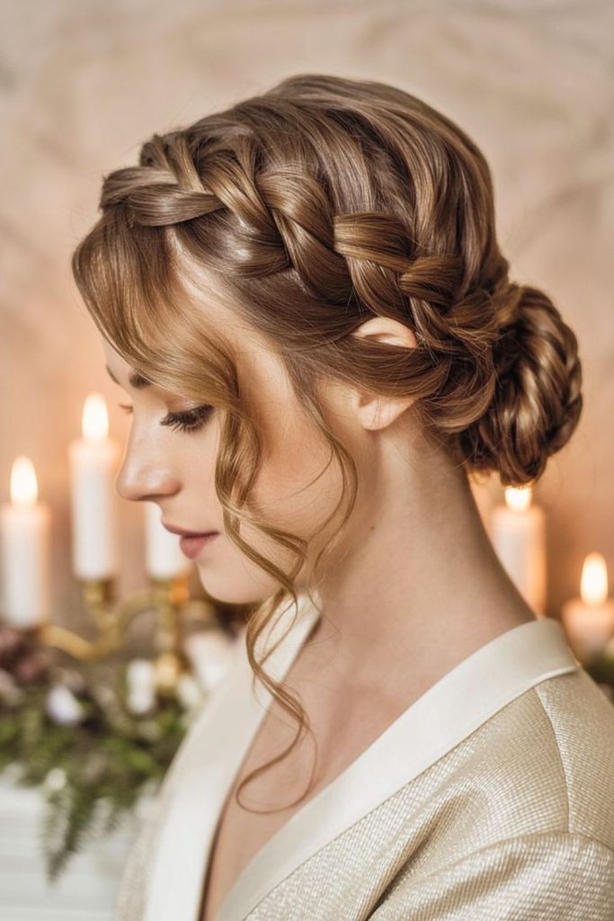 Royal twist crown lifted elegant hairstyle