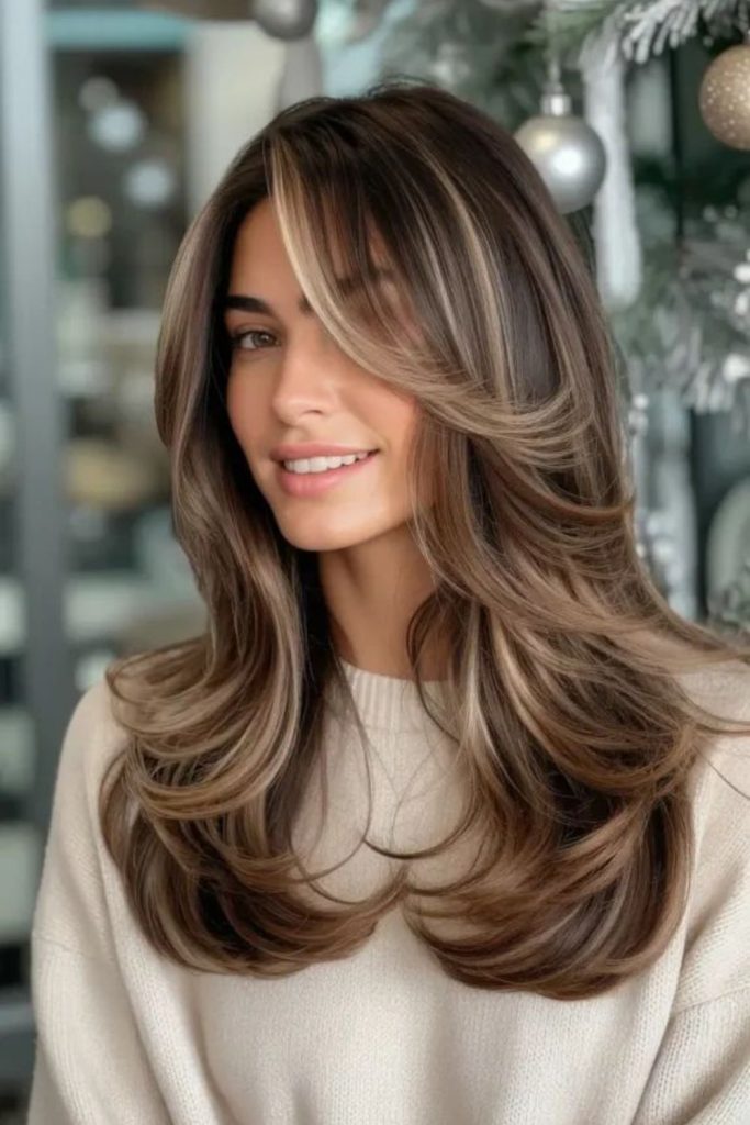 Sandy brown hair with soft sunlit highlights.