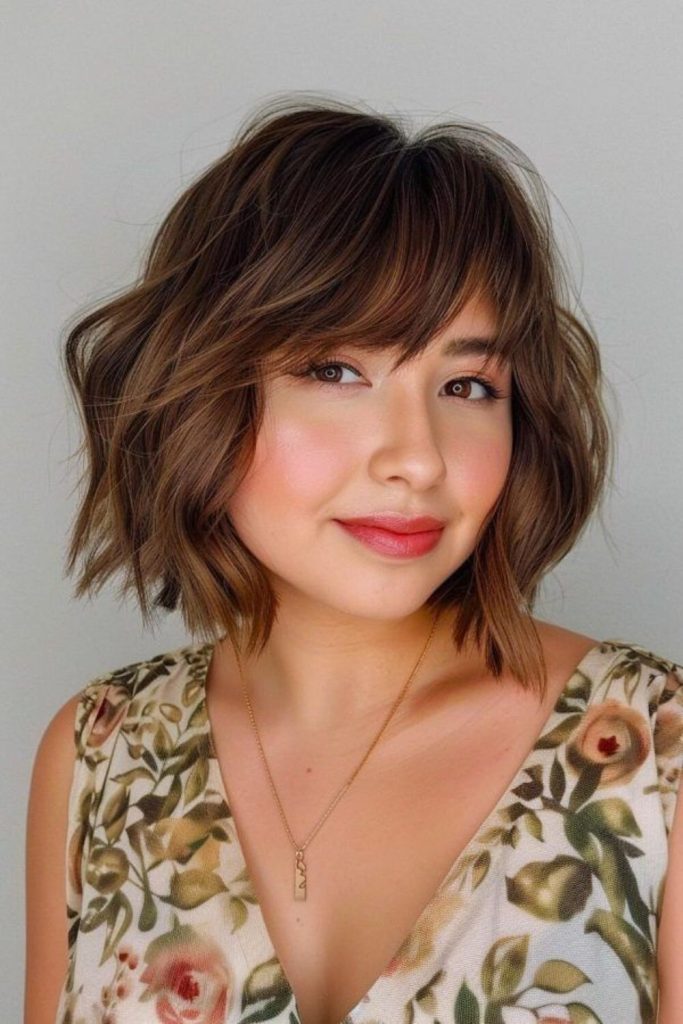 Tilted bob with playful layered edges