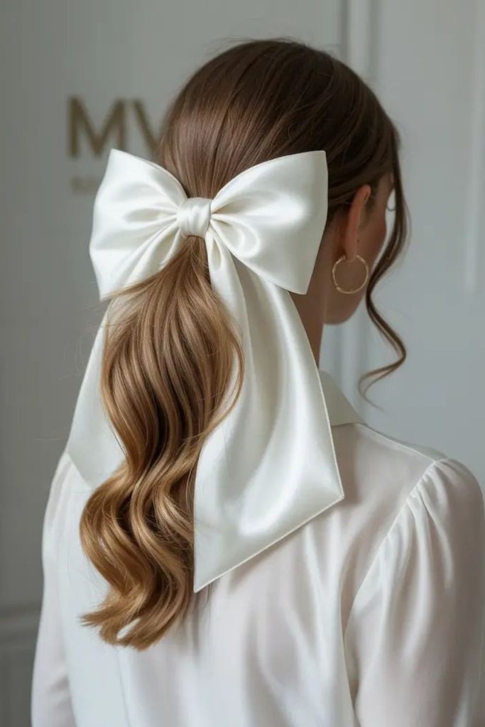 Sleek ribbon straight glossy hair style