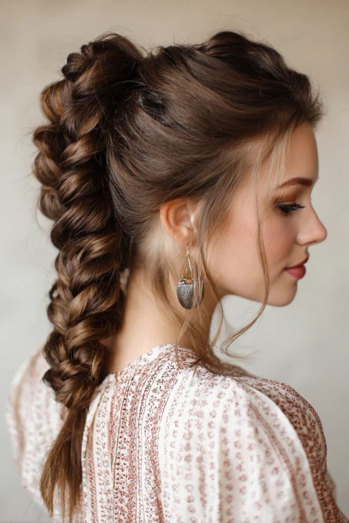 Satin rope twist sleek flowing hairstyle