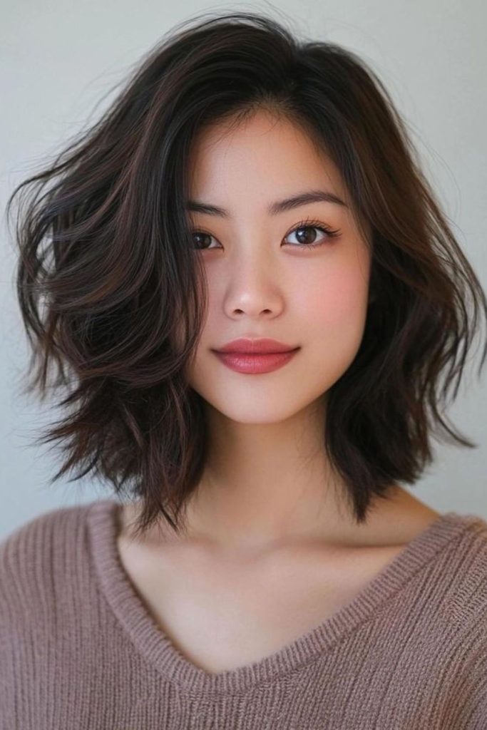 Chin-length bob with side flicks