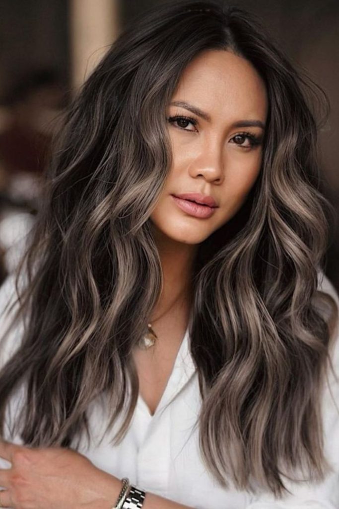 Smoky dark brown ash blonde blend