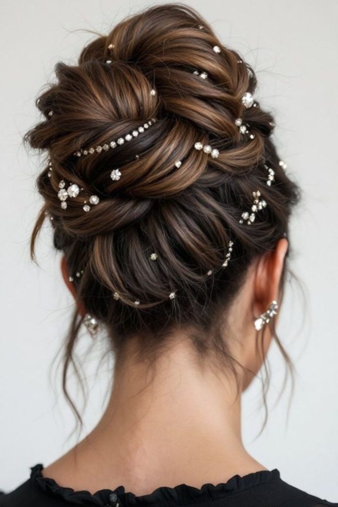 Spiral knot crown floral elegant hairstyle