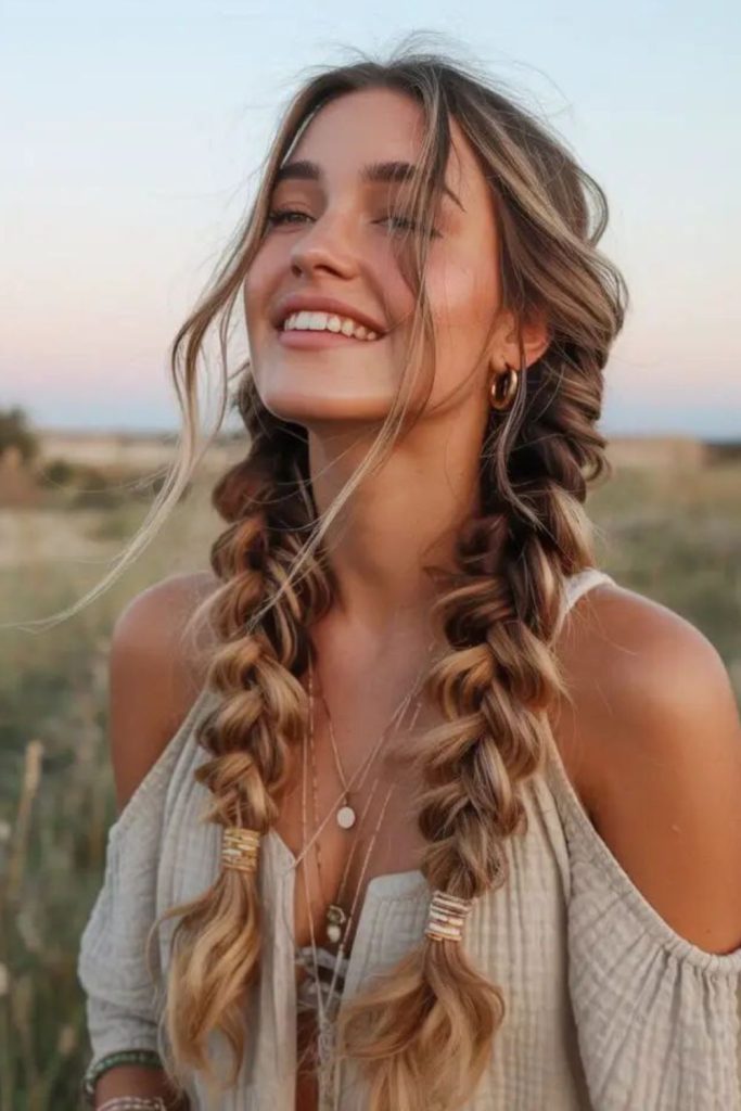 Wispy spiral braids with smoky effect