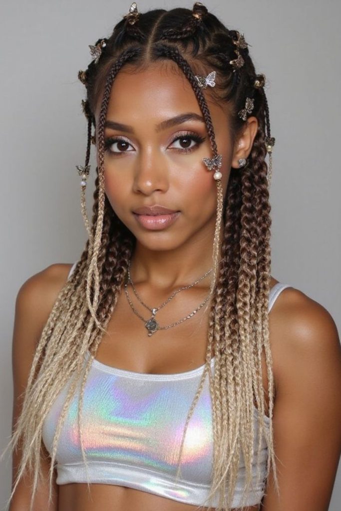 Tiny cascading braids with cosmic sparkle