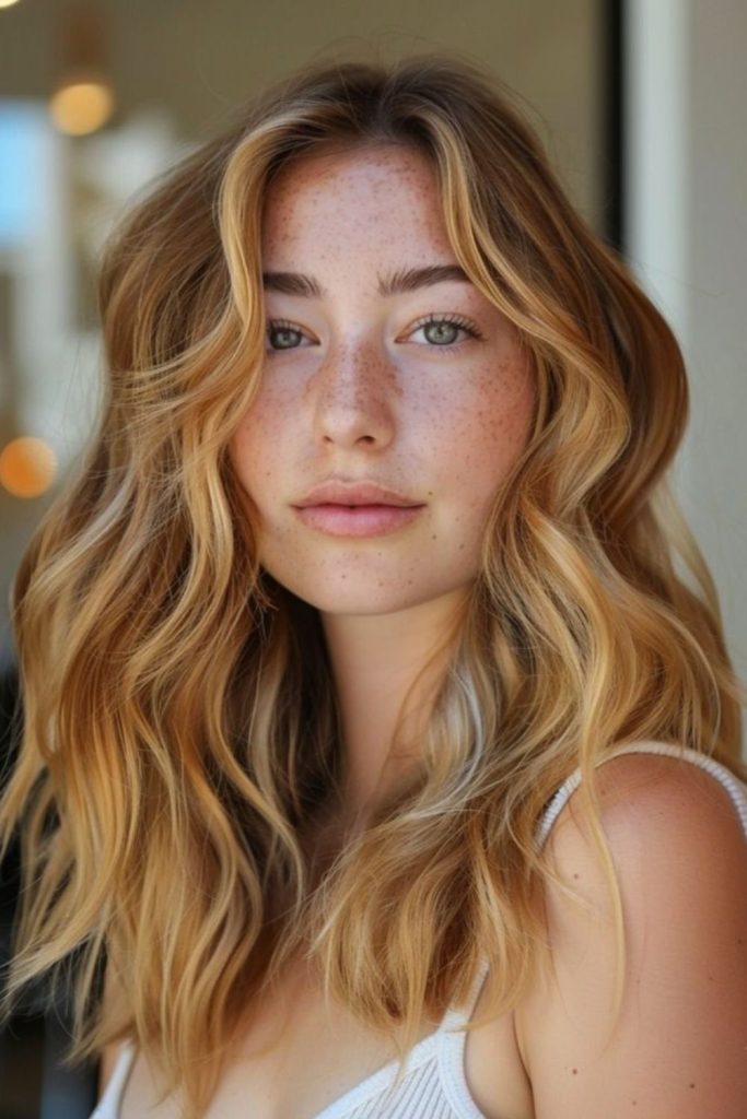 Honey-toned streaks catching sunlight