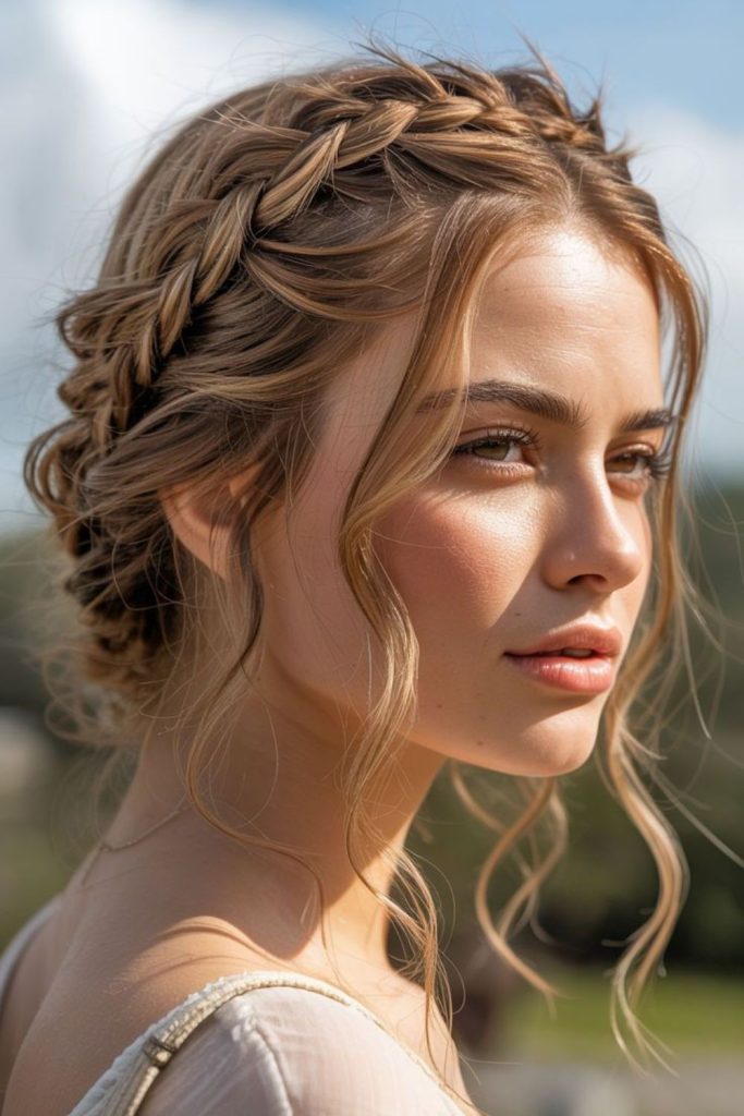 Circular crown braids with warm gradient