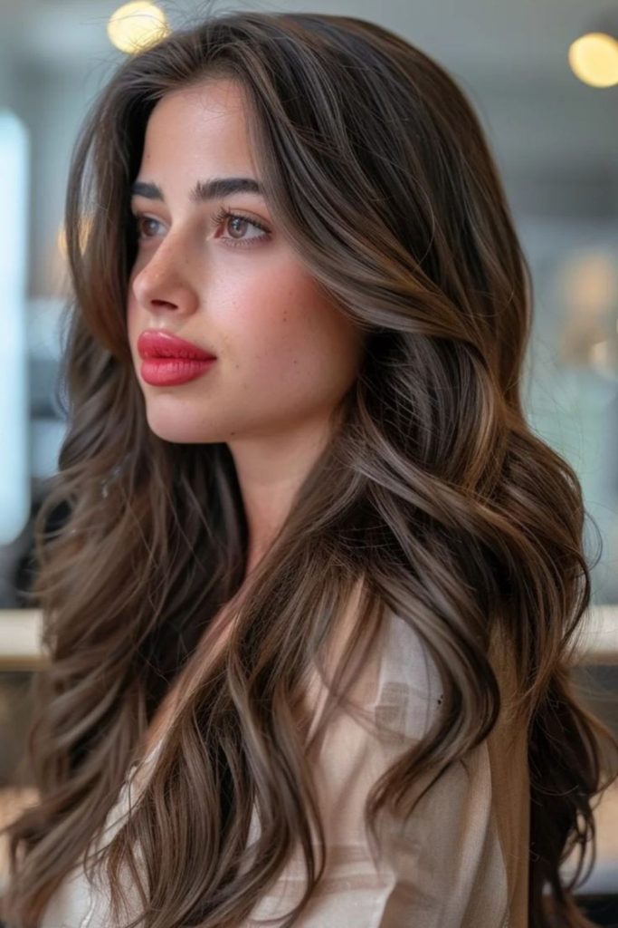 Almond highlights cascading through brown layers.