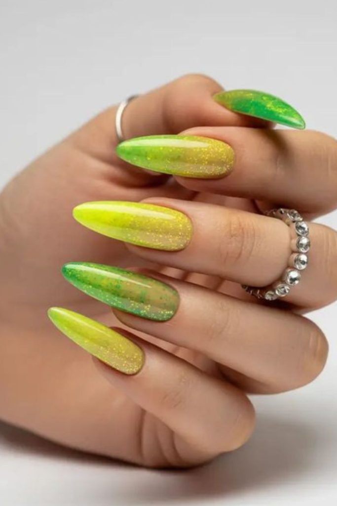 Acid green yellow nails chaotic energy