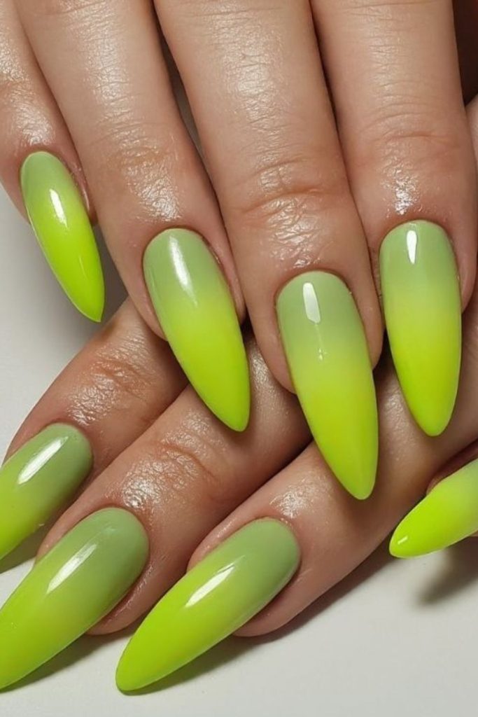 Slime effect lime playful glossy nails