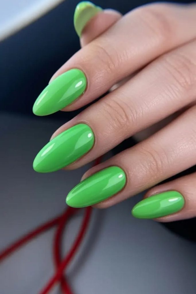 Matte velvet neon green nails