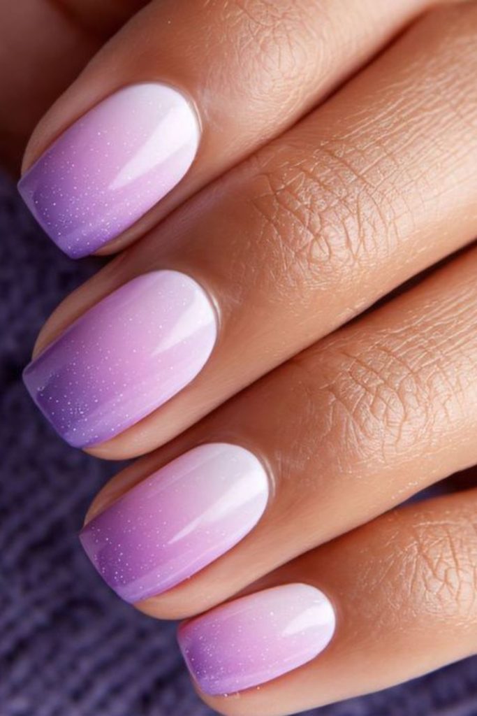 Violet and rose ombre nails