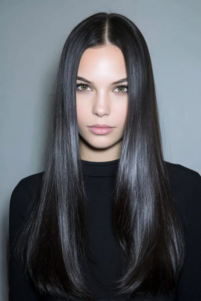 Dark long hair with soft gradient
