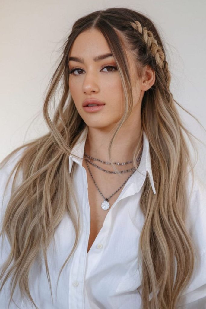 Dusky braid with airy tendrils