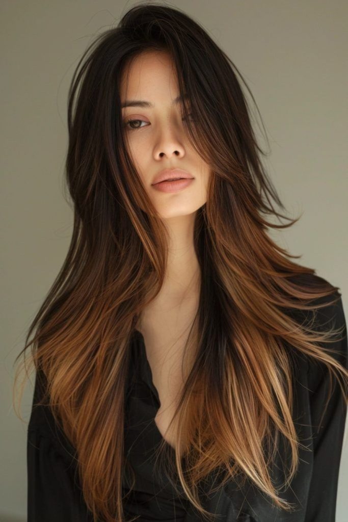 Smooth long hair with velvet tips