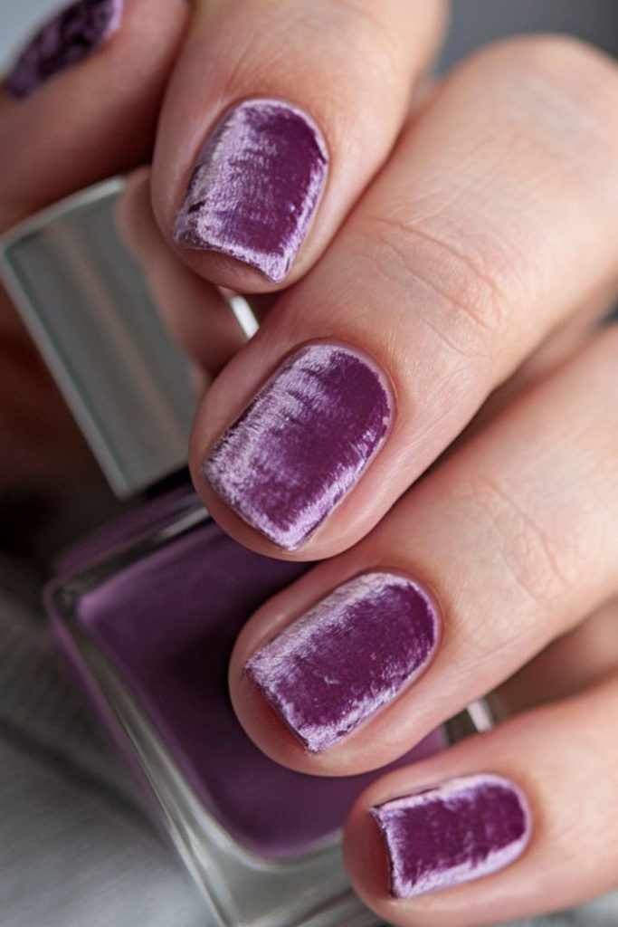 Matte deep plum elegant nails