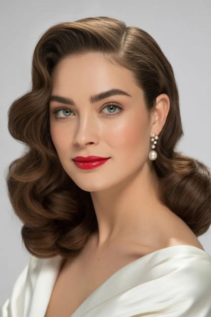 Vintage finger waves with glossy finish.