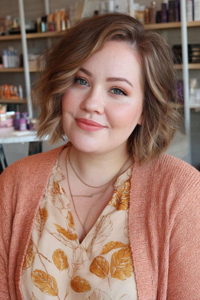 Angled bob with feathered airy layers