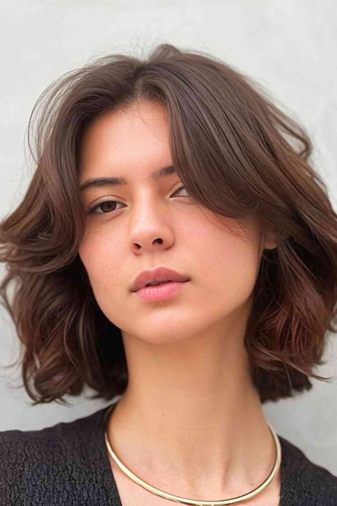 Short fringe flipped across forehead lightly